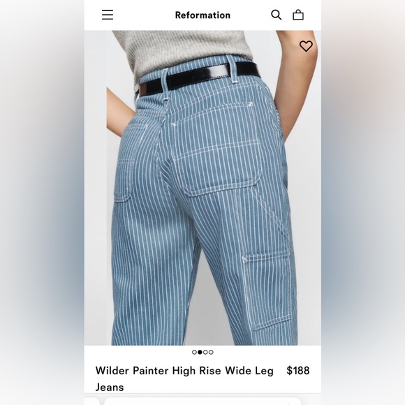 Reformation Jeans Wilder Painter High Rise Wide Leg Jean in Pinstripe NWT Sz 23 - Picture 3 of 8